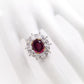 6.03ct NATURAL BURMA RUBY and 3.61ct NATURAL DIAMONDS set with 18K White & Yellow Gold Ring