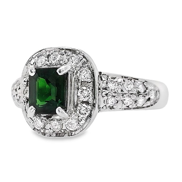 0.72ct NATURAL TSAVORITE and 0.35ct NATURAL DIAMONDS set with Platinum Ring - SALE