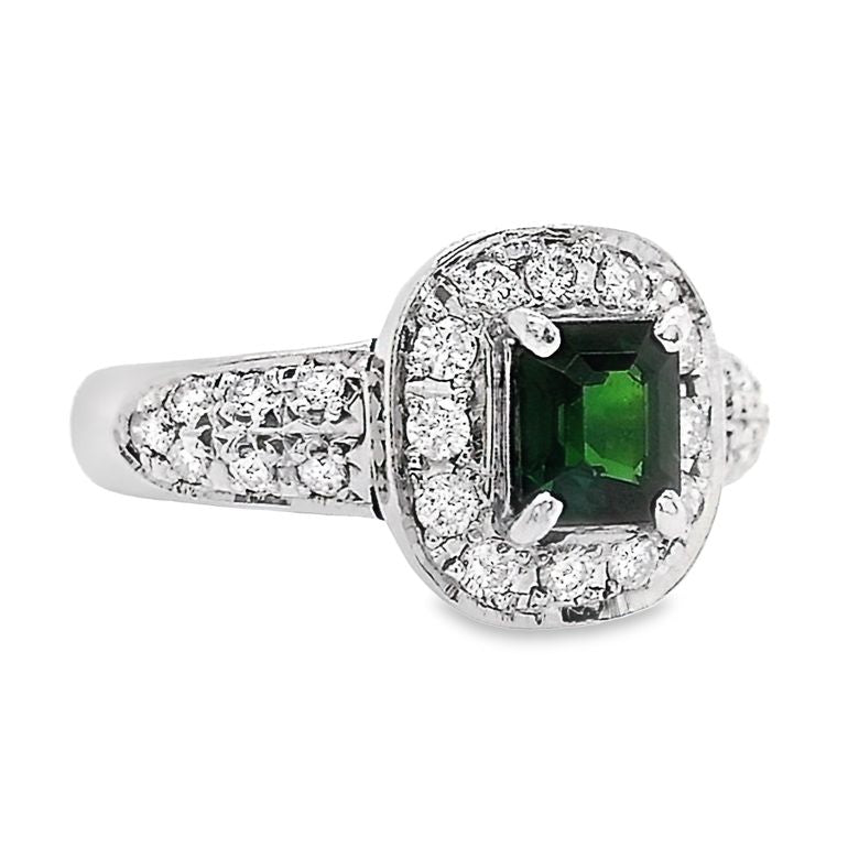 0.72ct NATURAL TSAVORITE and 0.35ct NATURAL DIAMONDS set with Platinum Ring - SALE