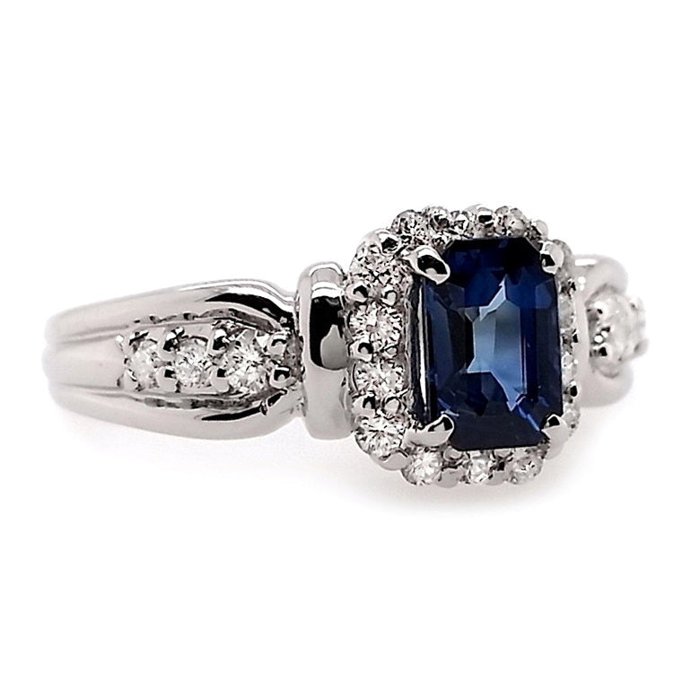 0.91ct NATURAL MADAGASCAR SAPPHIRE and 0.31ct NATURAL DIAMONDS set in Platinum Ring