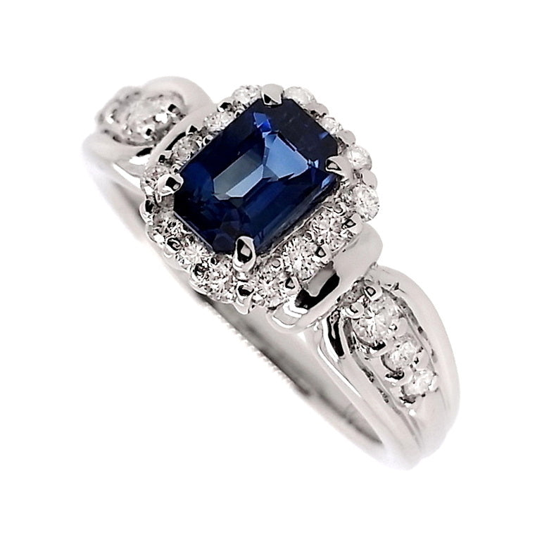 0.91ct NATURAL MADAGASCAR SAPPHIRE and 0.31ct NATURAL DIAMONDS set in Platinum Ring