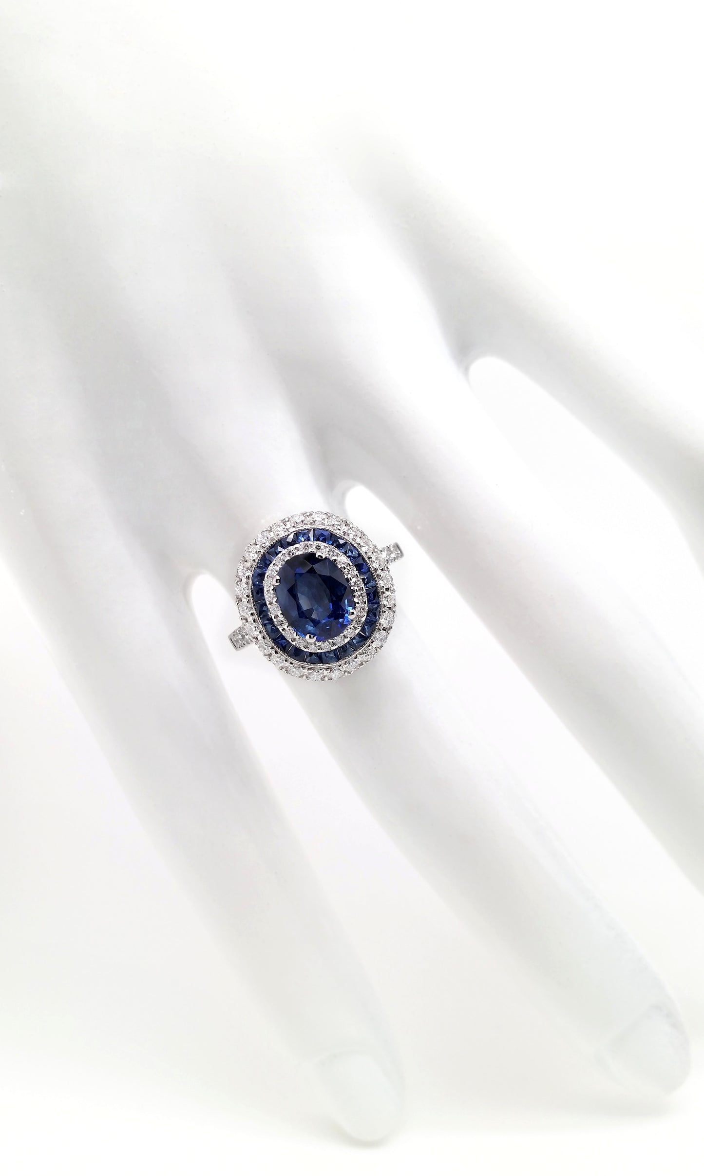 2.87ct NATURAL SAPPHIRES and 0.74ct NATURAL DIAMONDS set with 18KT White Gold Ring