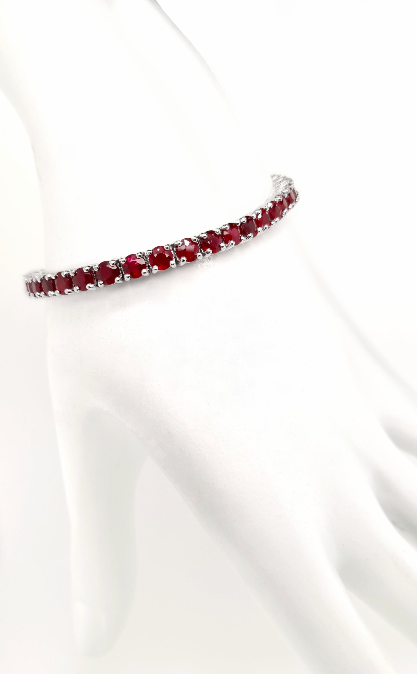 IGI Certified 11.03ct Natural Rubies 14K White Gold Bracelet - SALE