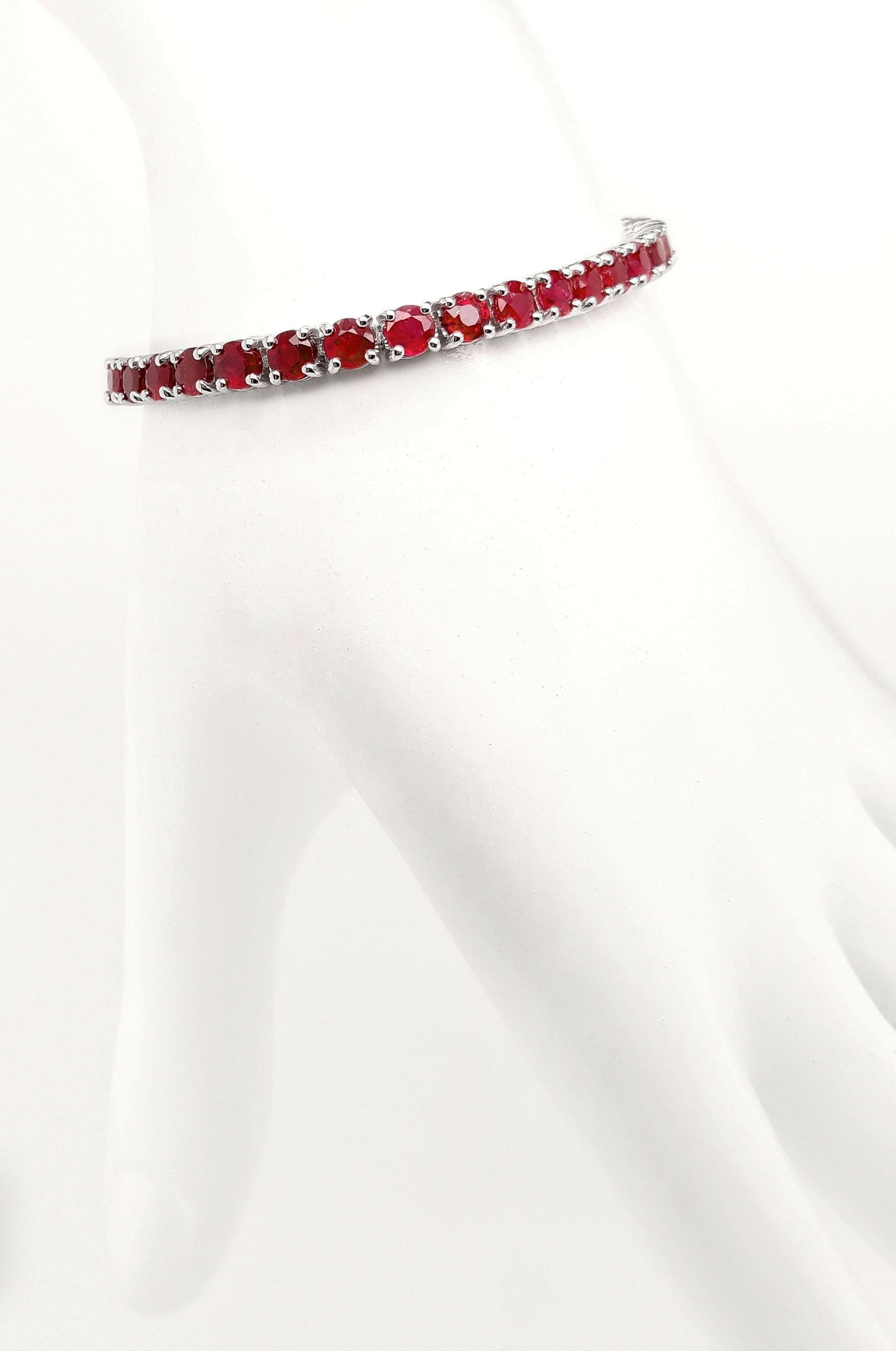 IGI Certified 10.93ct Natural Rubies 14K White Gold Bracelet