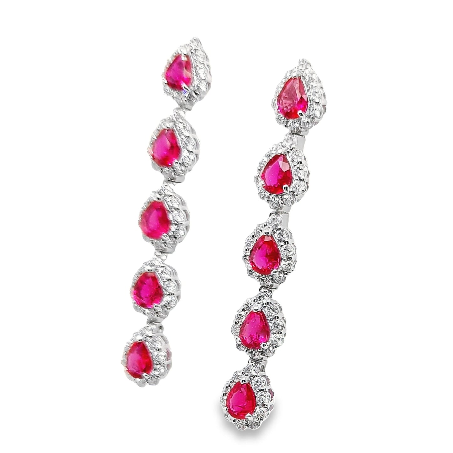 1.00ct NATURAL BURMA RUBIES and 0.80ct NATURAL DIAMONDS set with platinum pair of Earrings - SALE