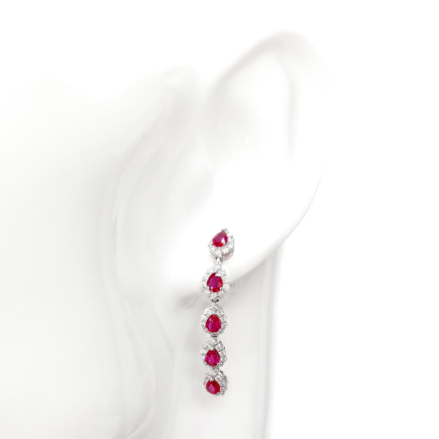 1.00ct NATURAL BURMA RUBIES and 0.80ct NATURAL DIAMONDS set with platinum pair of Earrings - SALE