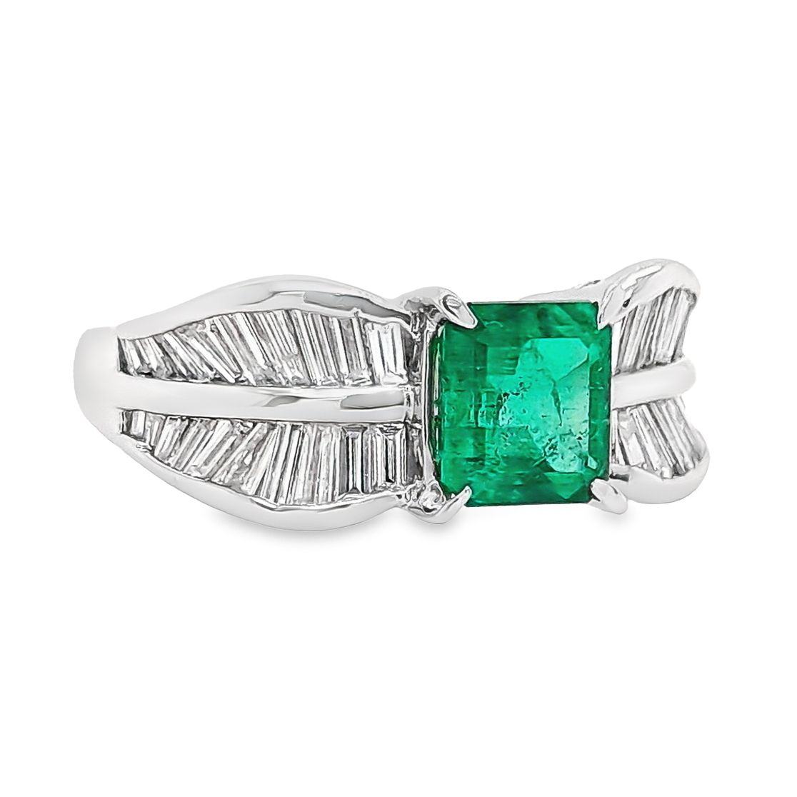 1.39ct NATURAL COLOMBIA EMERALD and 1.00ct NATURAL DIAMONDS set in Platinum Ring
