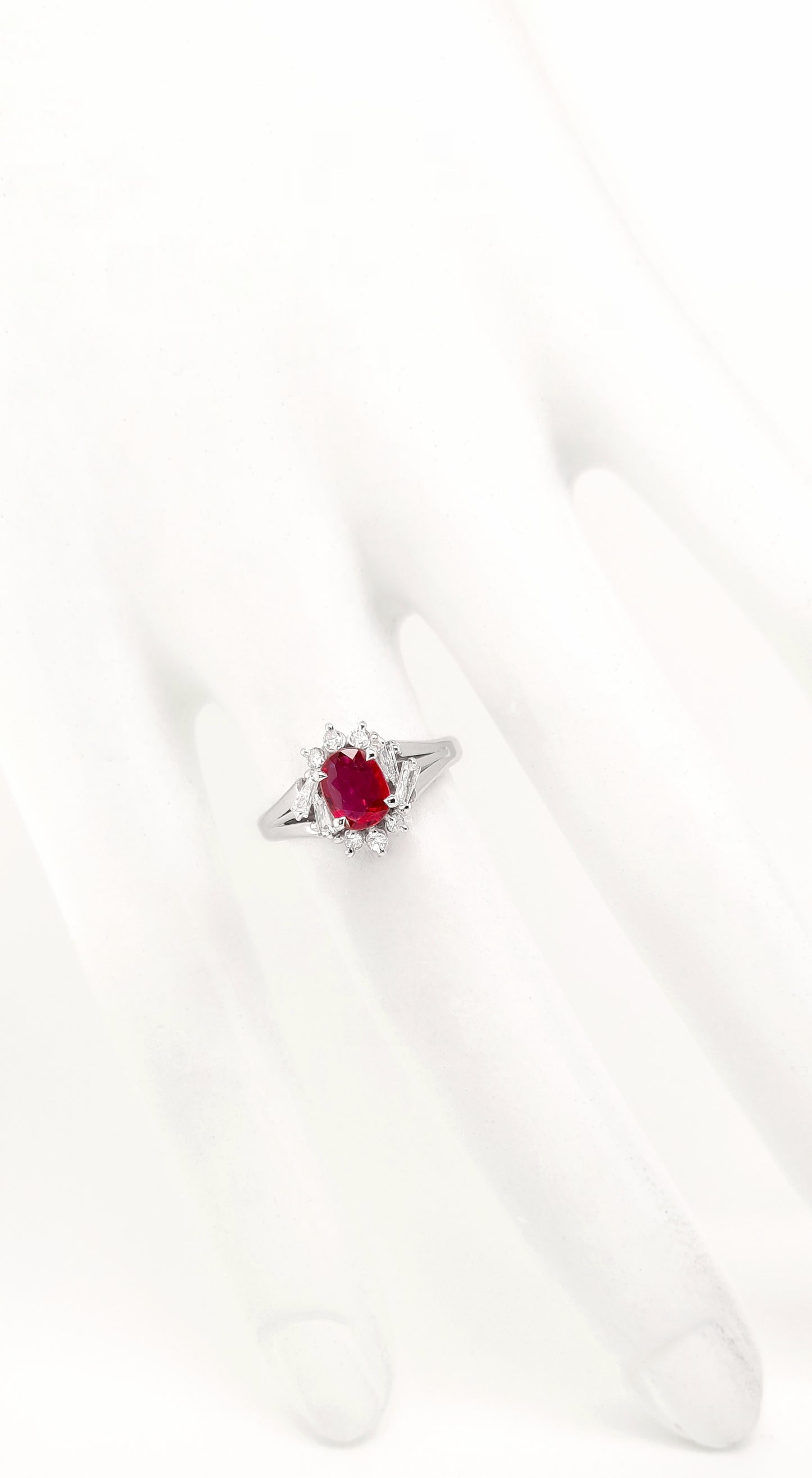 0.68ct Natural Ruby and 0.27ct Natural Diamonds set in Platinum Ring - SALE