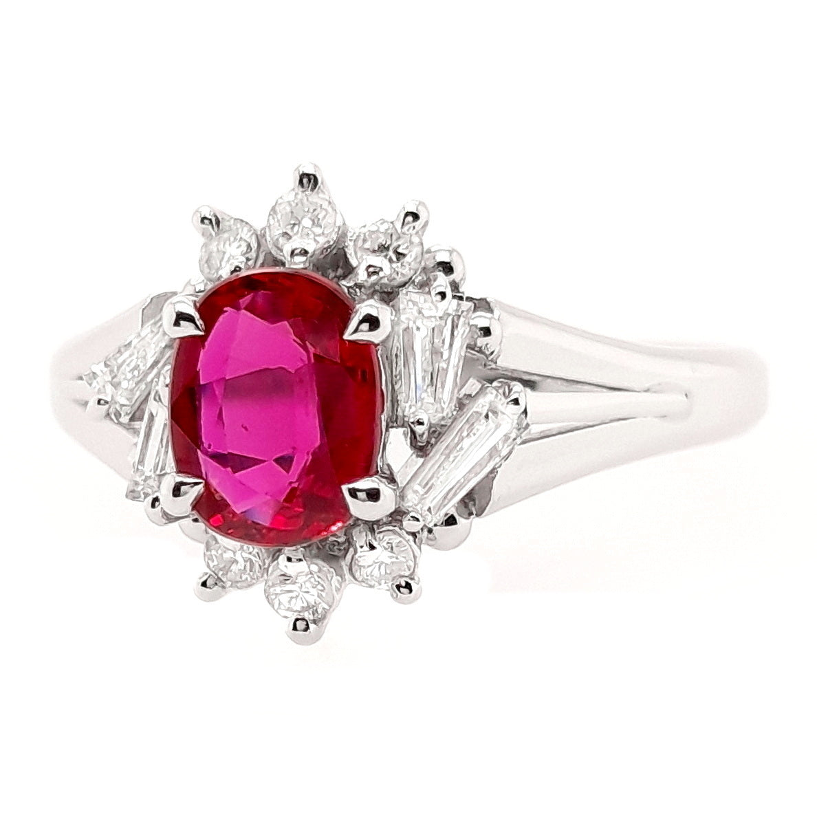 0.68ct Natural Ruby and 0.27ct Natural Diamonds set in Platinum Ring - SALE