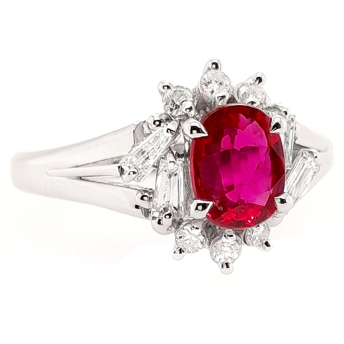 0.68ct Natural Ruby and 0.27ct Natural Diamonds set in Platinum Ring - SALE