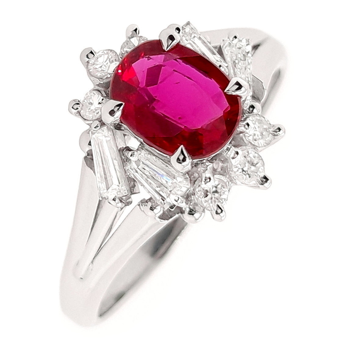 0.68ct Natural Ruby and 0.27ct Natural Diamonds set in Platinum Ring - SALE