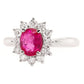 1.09ct NOT-HEATED TANZANIA RUBY and 0.41ct NATURAL DIAMONDS set with Platinum Ring