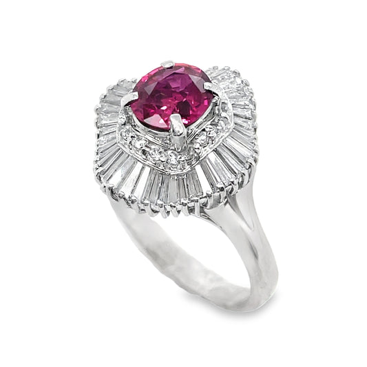 1.00ct Natural Ruby 0.94ct Natural Diamonds set it Platinum Ring - SALE