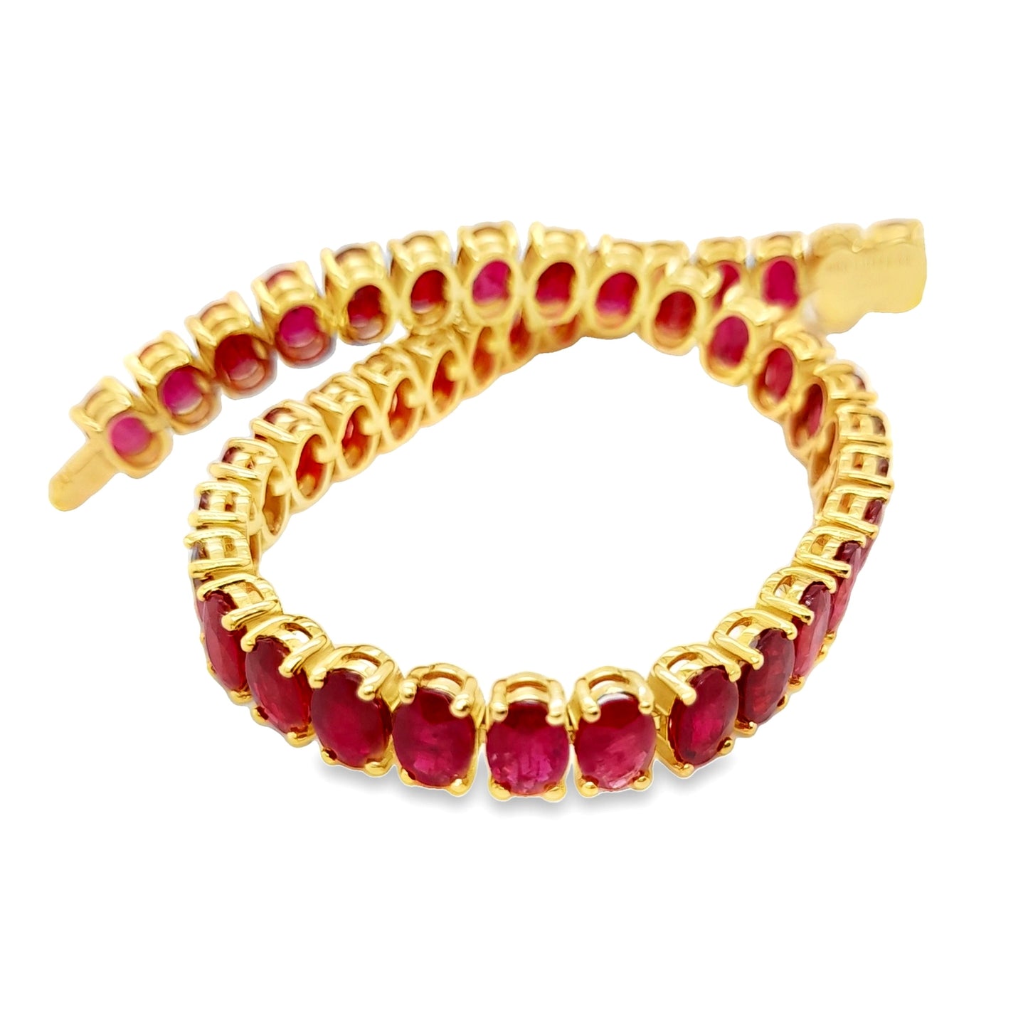 24.53ct Natural Rubies set with 14K Yellow Gold Bracelet