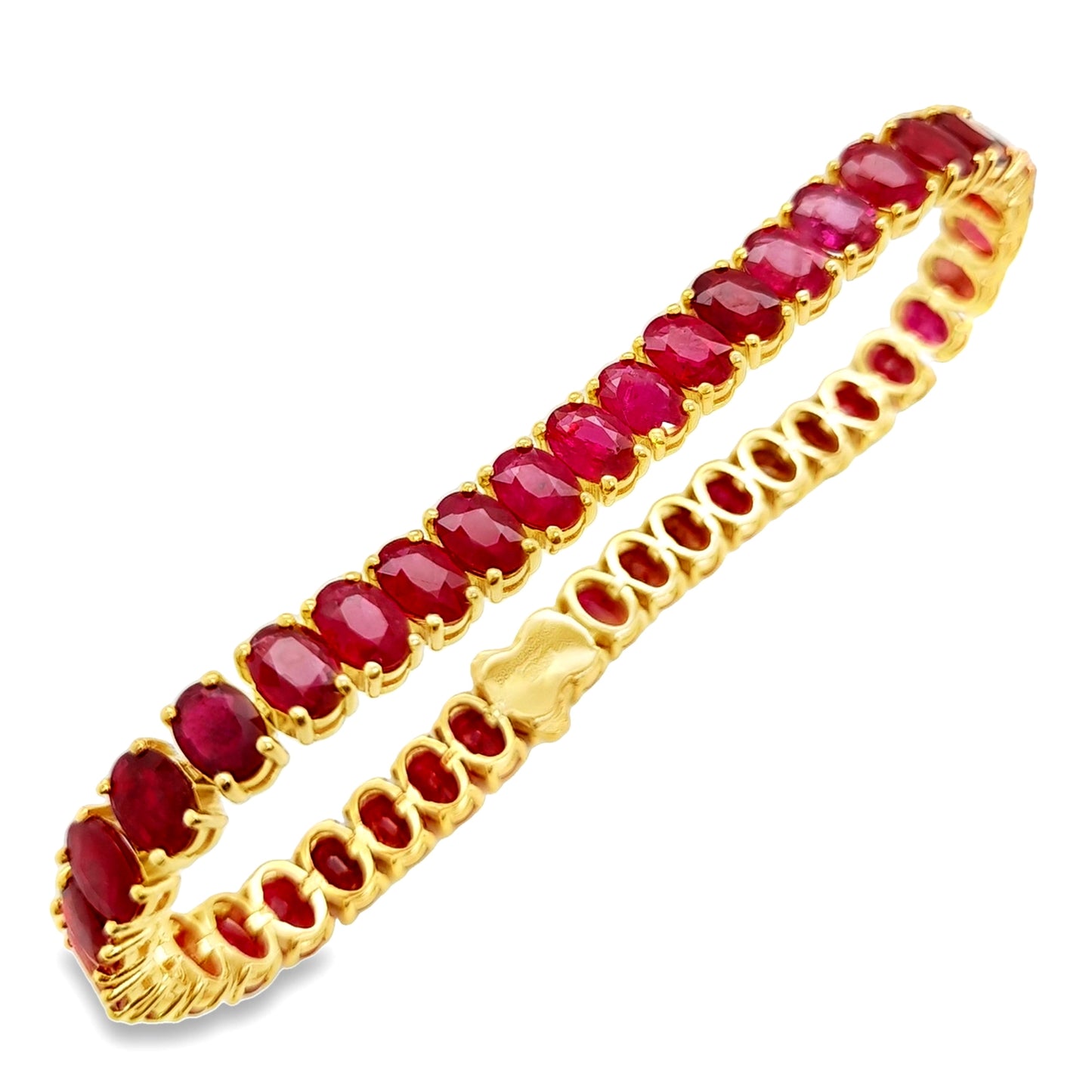 24.53ct Natural Rubies set with 14K Yellow Gold Bracelet