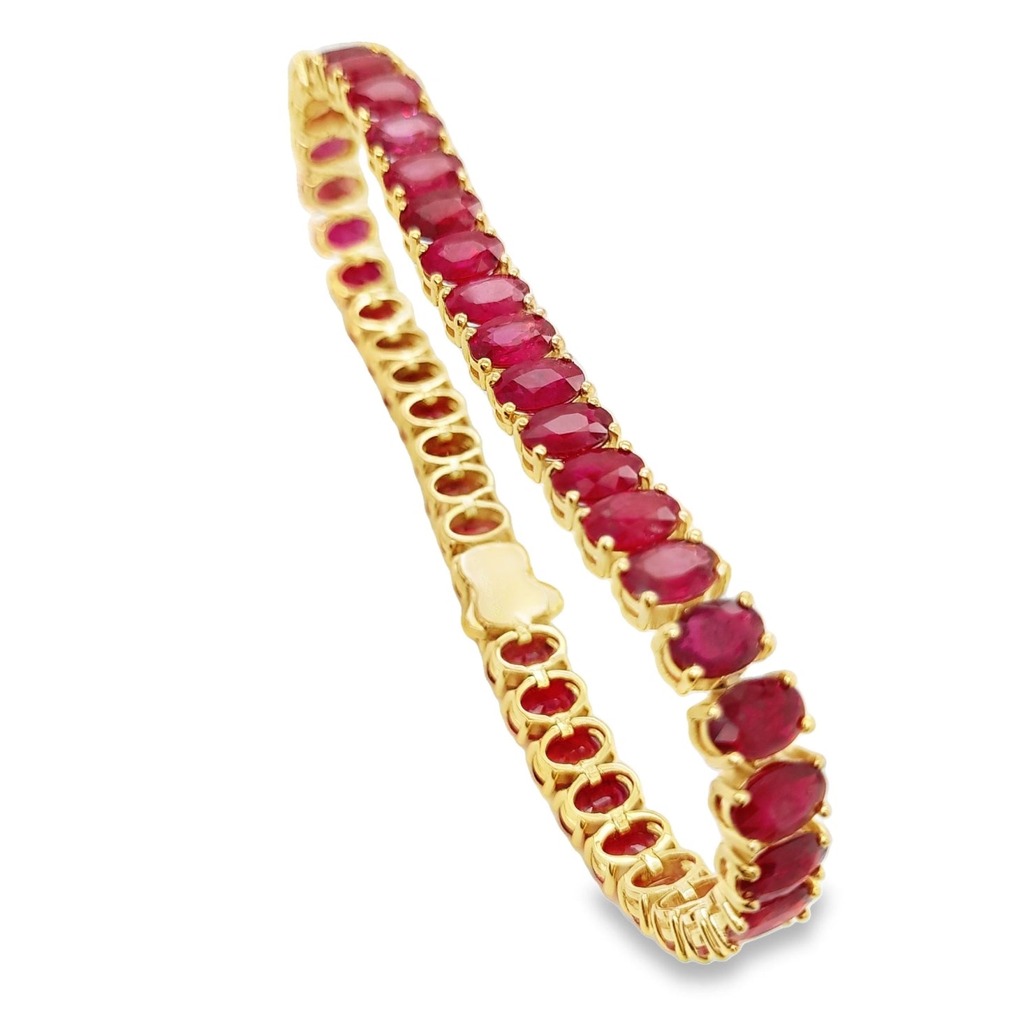 24.53ct Natural Rubies set with 14K Yellow Gold Bracelet