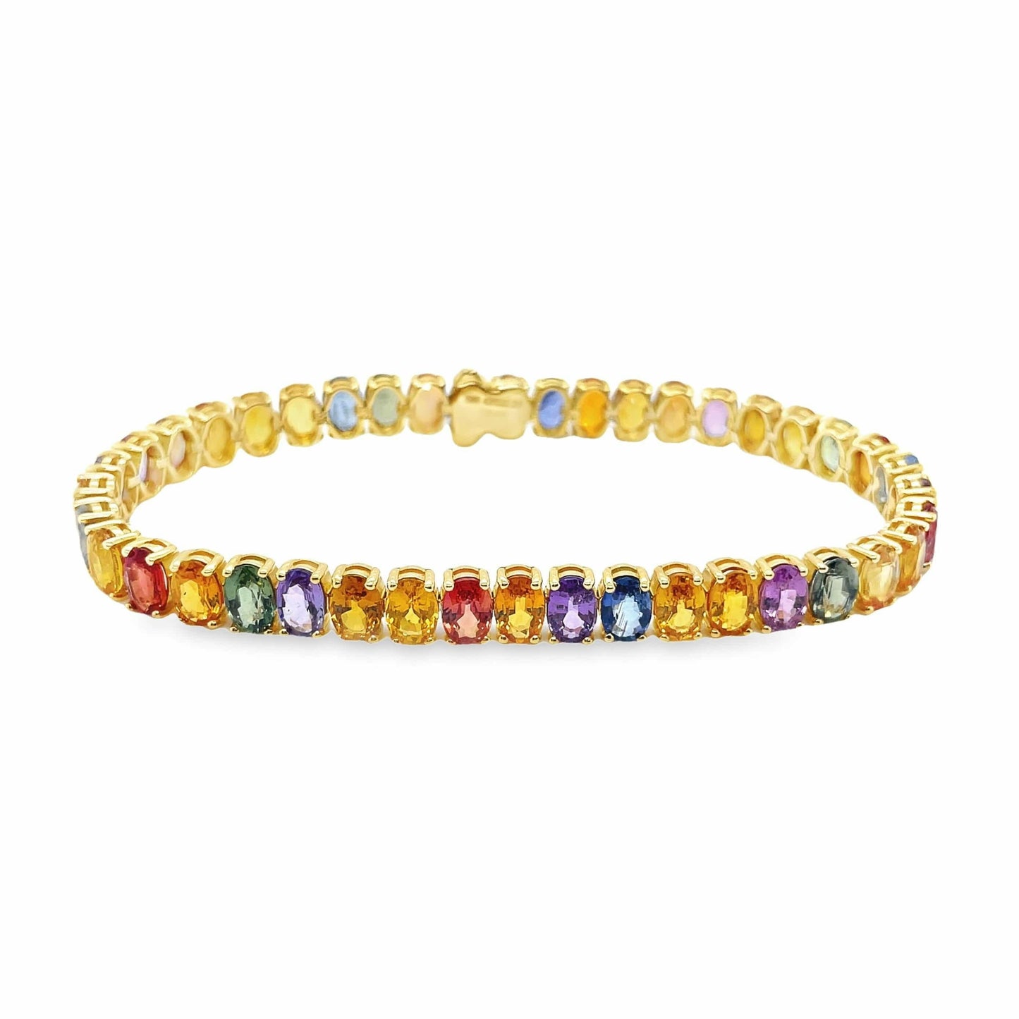 22.25ct Natural Multi-Color Sapphires set in 14KT Yellow Gold Bracelet