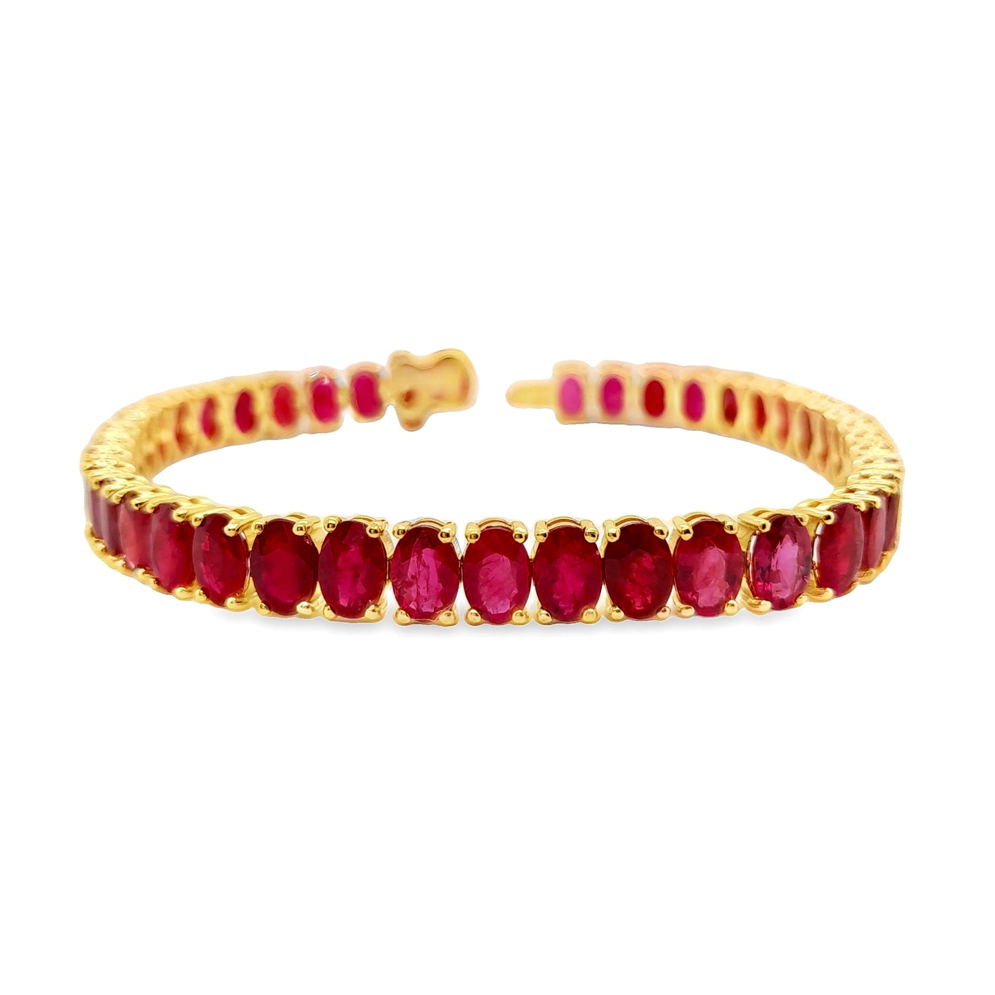 24.53ct Natural Rubies set with 14K Yellow Gold Bracelet