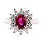 1.10ct NATURAL NOT-TREATED RUBY accented by 0.64ct NATURAL DIAMONDS set with Platinum Ring