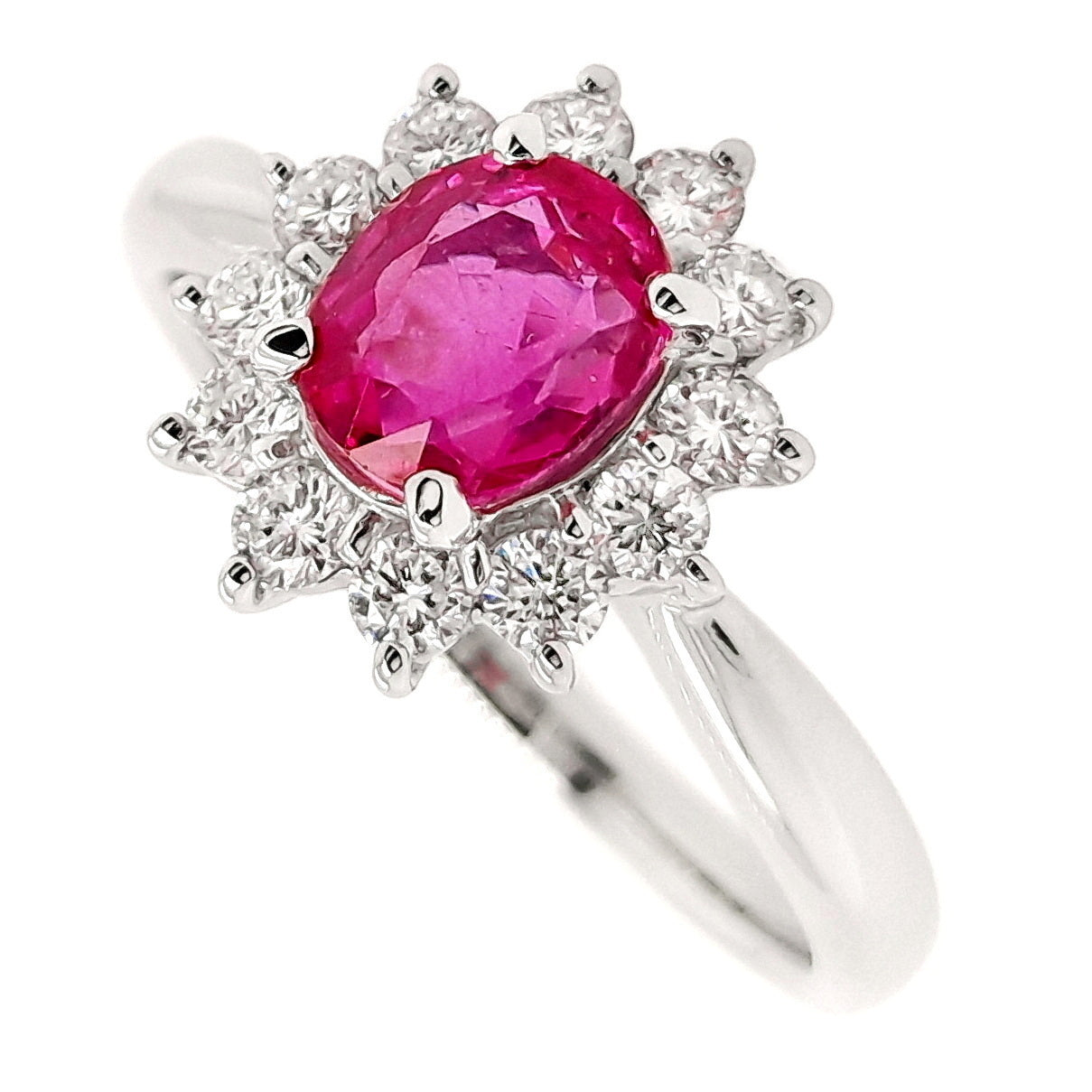 1.09ct NOT-HEATED TANZANIA RUBY and 0.41ct NATURAL DIAMONDS set with Platinum Ring