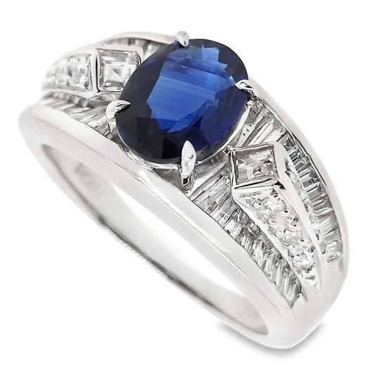 1.46ct NATURAL SAPPHIRE and 0.80ct NATURAL DIAMONDS set with Platinum Ring - SALE