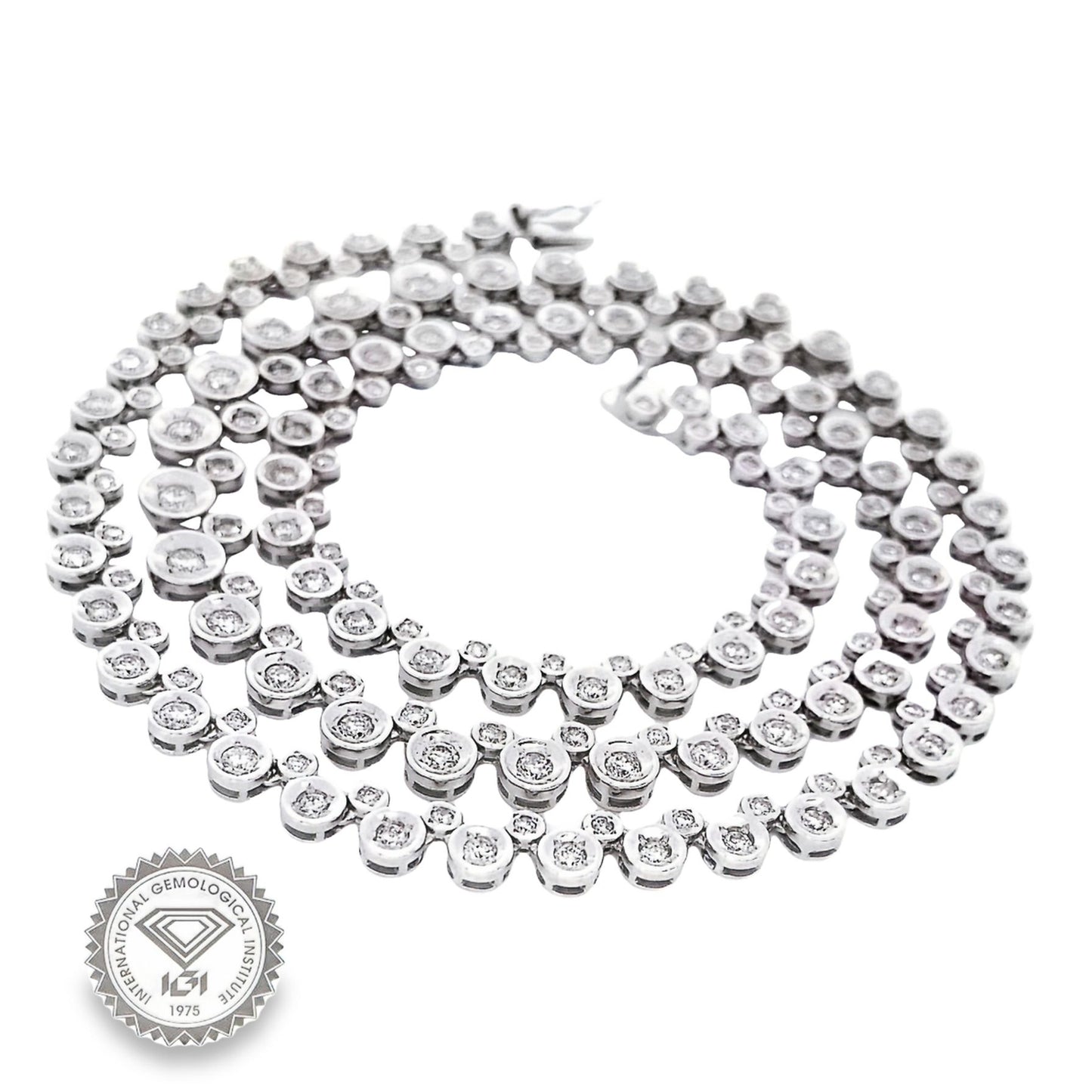 Classic 18K White Gold Necklace set with 3.00ct Natural White Diamonds - SALE