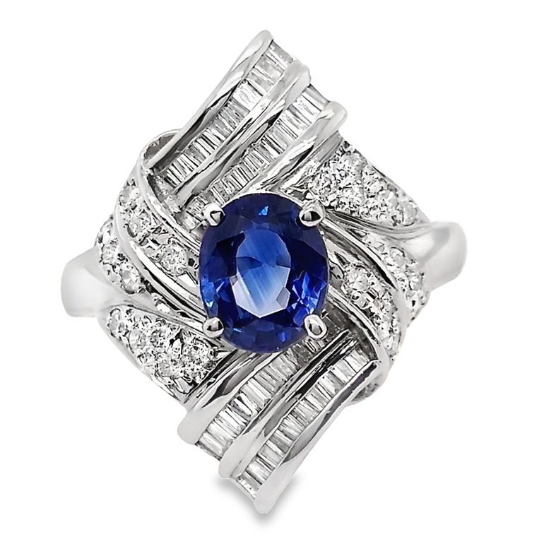 1.19ct NATURAL SAPPHIRE and 1.02ct NATURAL DIAMONDS set in Platinum Ring