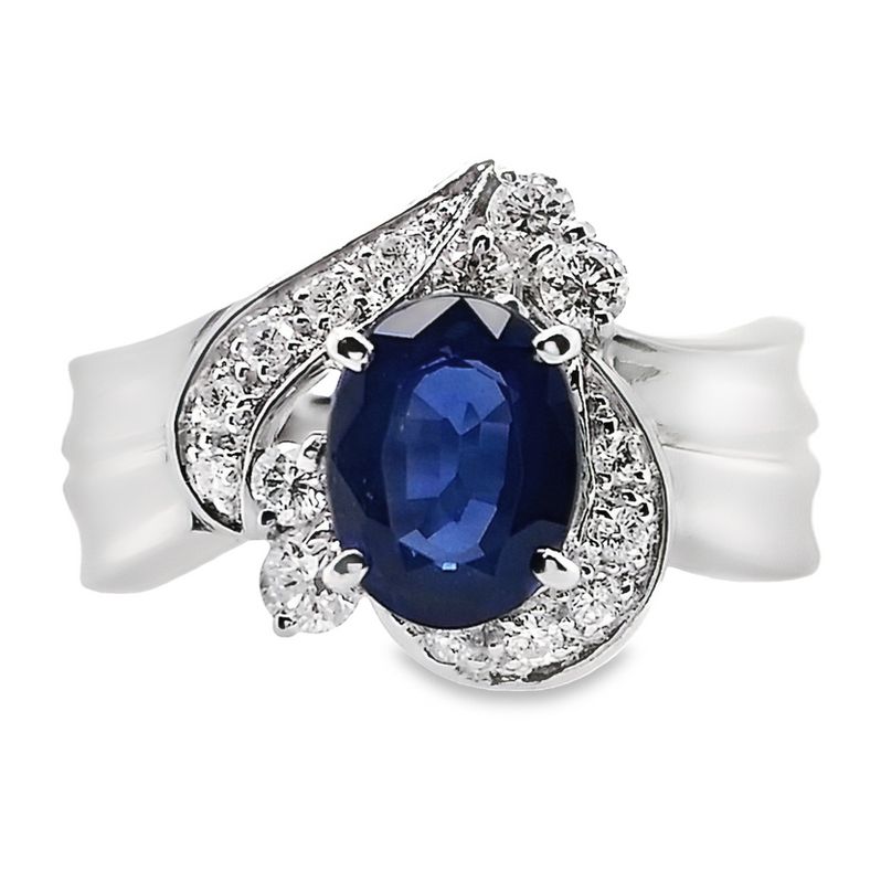 1.33ct NATURAL SAPPHIRE and 0.33ct NATURAL DIAMONDS set in Platinum Ring