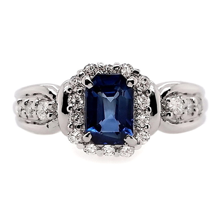 0.91ct NATURAL MADAGASCAR SAPPHIRE and 0.31ct NATURAL DIAMONDS set in Platinum Ring