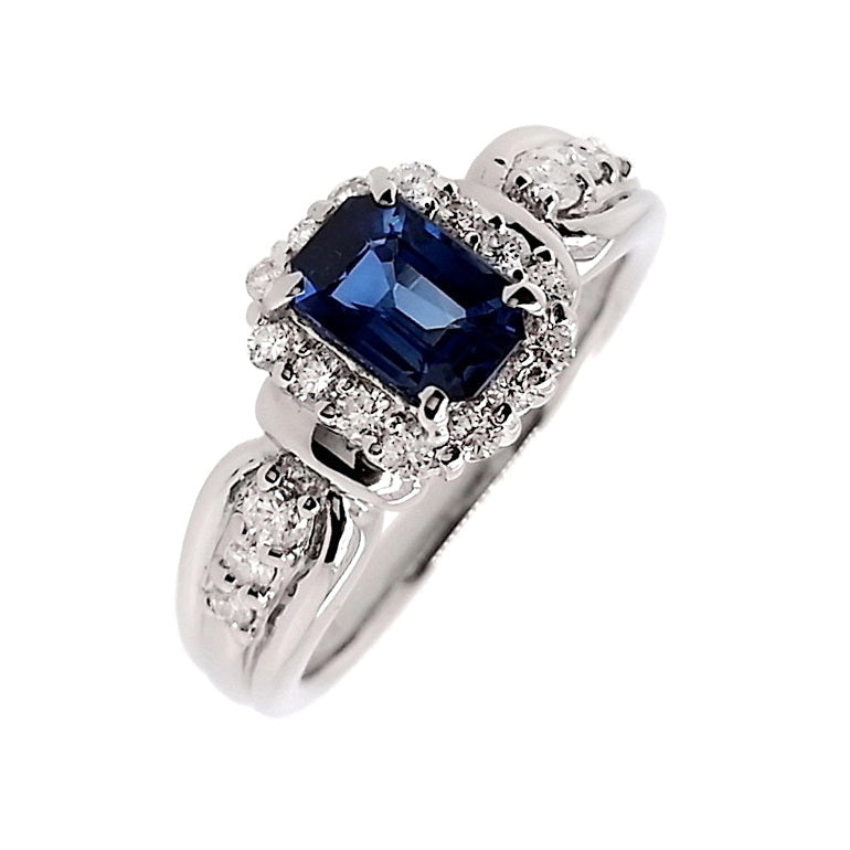 0.91ct NATURAL MADAGASCAR SAPPHIRE and 0.31ct NATURAL DIAMONDS set in Platinum Ring