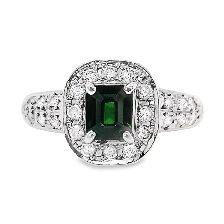 0.72ct NATURAL TSAVORITE and 0.35ct NATURAL DIAMONDS set with Platinum Ring - SALE