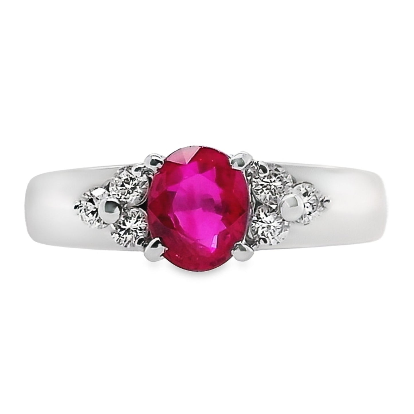 1.00ct NATURAL BURMA RUBY accented by 0.18ct NATURAL DIAMONDS set in Platinum Ring
