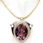 57.07ct Natural Purple Amethyst 1.23ct Natural Diamonds set in 18K Yellow Gold & Platinum Brooch / Necklace