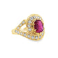 1.10ct NATURAL RUBY accented by 0.60ct NATURAL DIAMONDS set with 18K Yellow Gold Ring - SALE