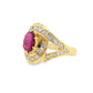 1.10ct NATURAL RUBY accented by 0.60ct NATURAL DIAMONDS set with 18K Yellow Gold Ring - SALE