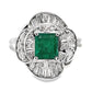 0.88ct NATURAL COLOMBIA EMERALD and 0.58ct NATURAL DIAMONDS set in Platinum Ring