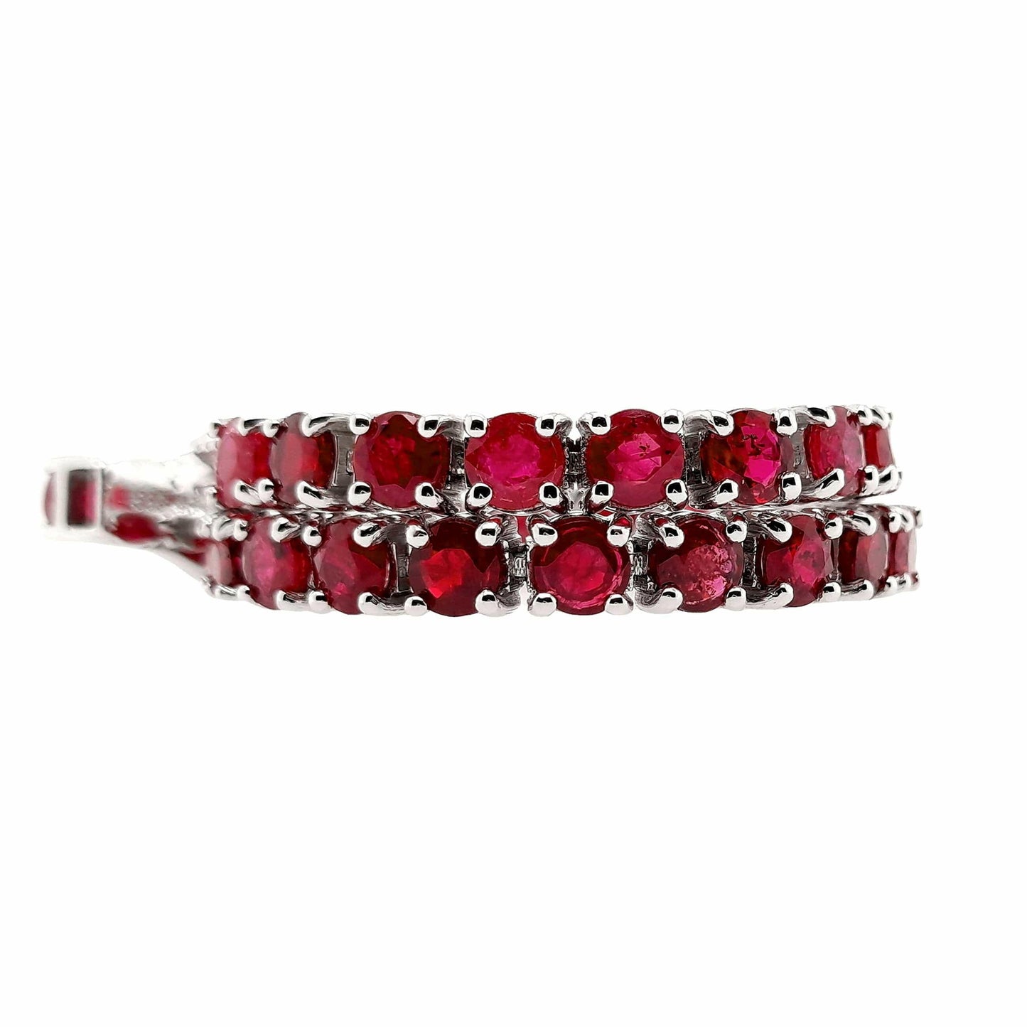 IGI Certified 10.93ct Natural Rubies 14K White Gold Bracelet