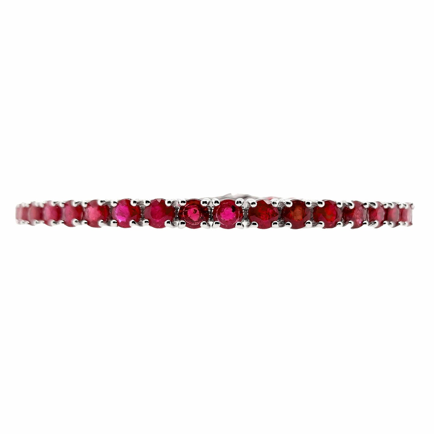 IGI Certified 10.93ct Natural Rubies 14K White Gold Bracelet