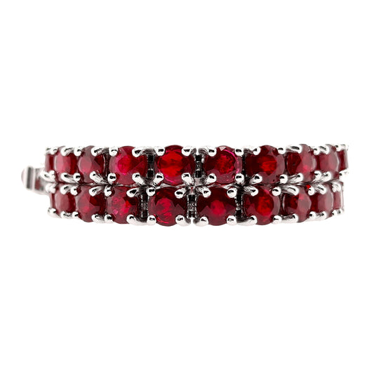 IGI Certified 11.03ct Natural Rubies 14K White Gold Bracelet - SALE