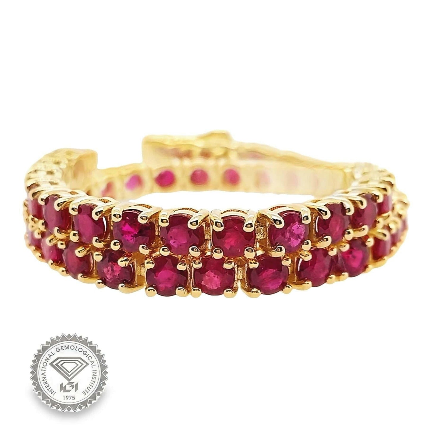 7.27ct Natural Rubies set in 14Kt Yellow Gold Bracelet