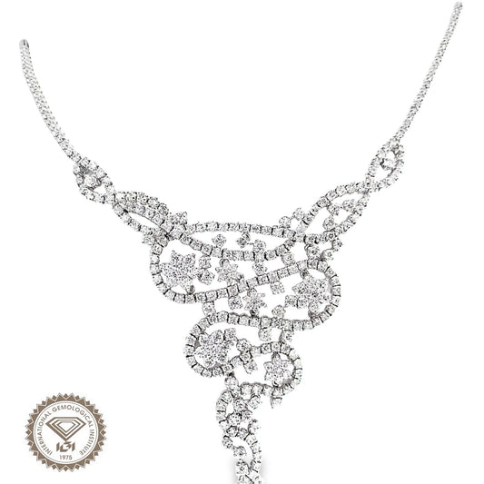 12.50ct Natural White Diamonds set in 18KT White Gold Necklace