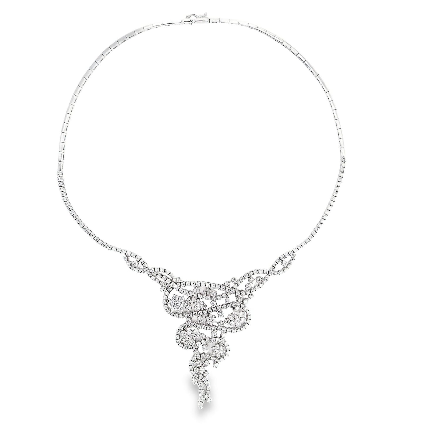 12.50ct Natural White Diamonds set in 18KT White Gold Necklace