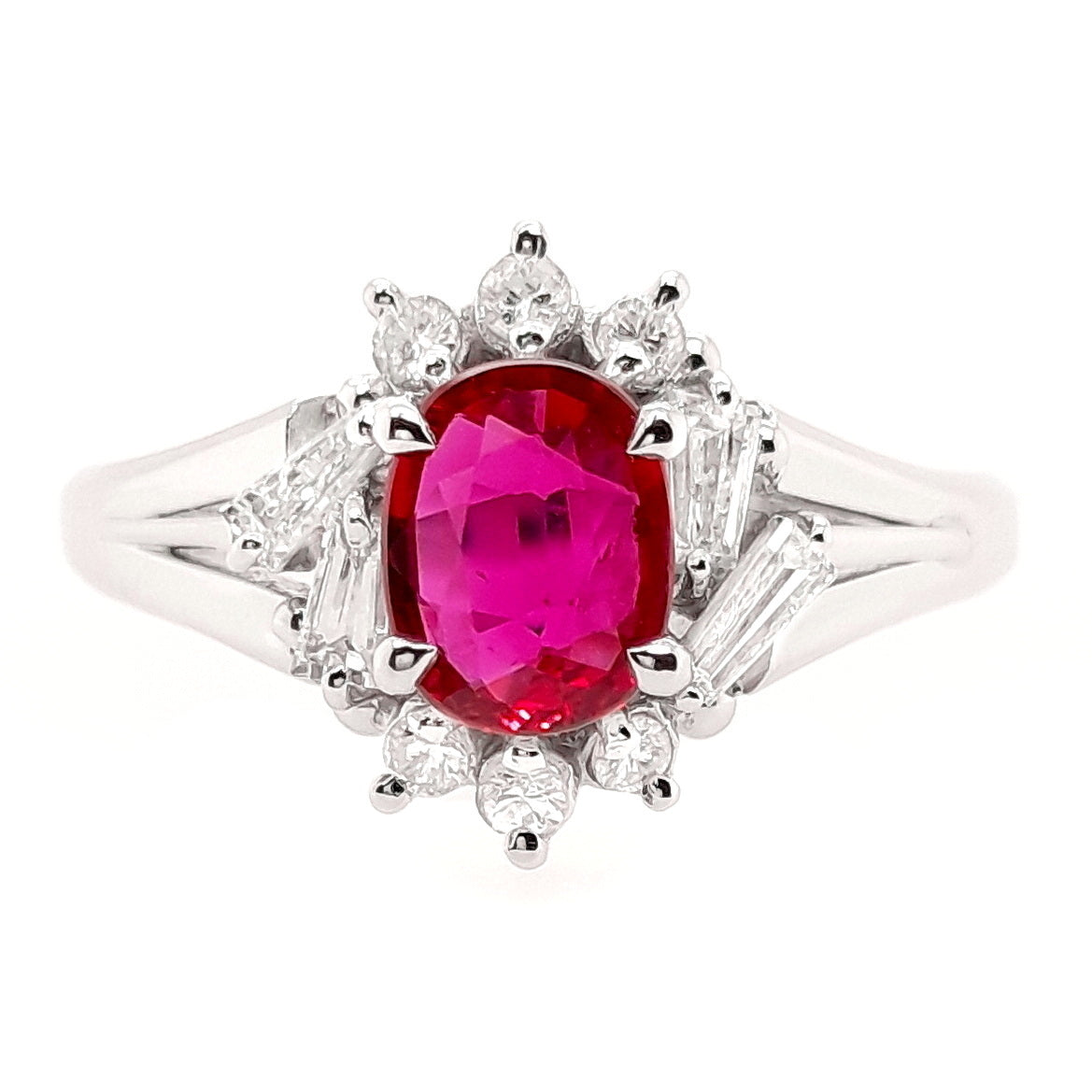 0.68ct Natural Ruby and 0.27ct Natural Diamonds set in Platinum Ring - SALE