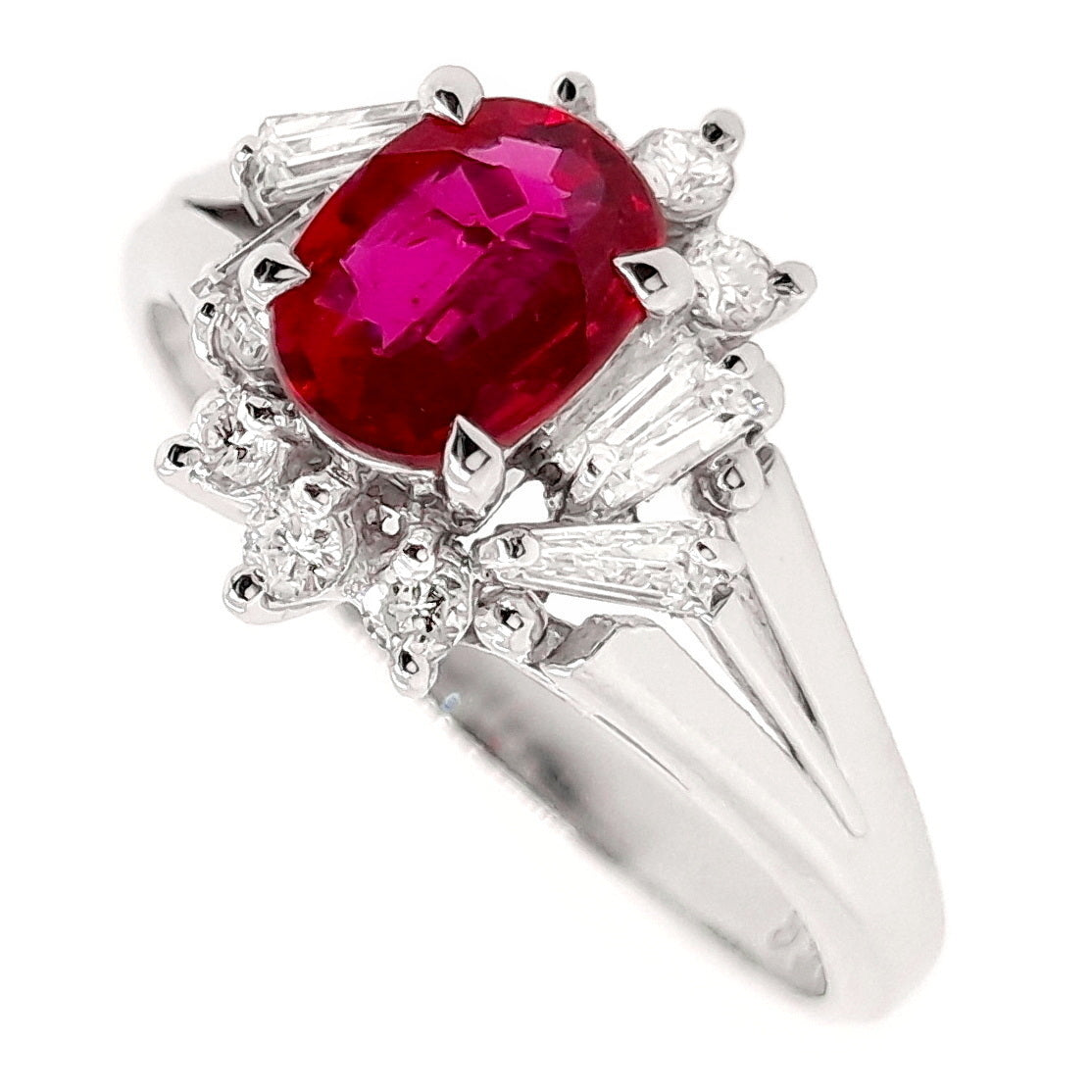 0.68ct Natural Ruby and 0.27ct Natural Diamonds set in Platinum Ring - SALE