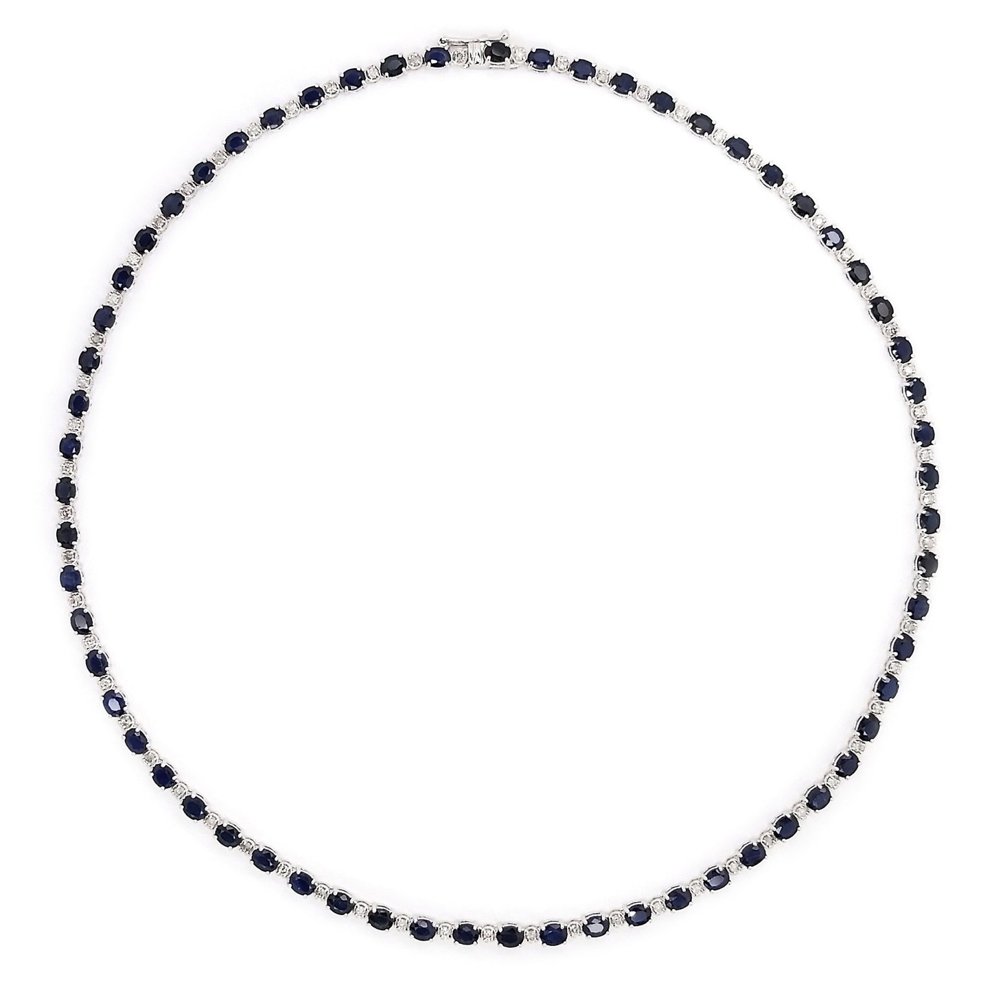 12.68ct NATURAL SAPPHIRES and 0.90ct NATURAL DIAMONDS set with 18K White Gold Necklace