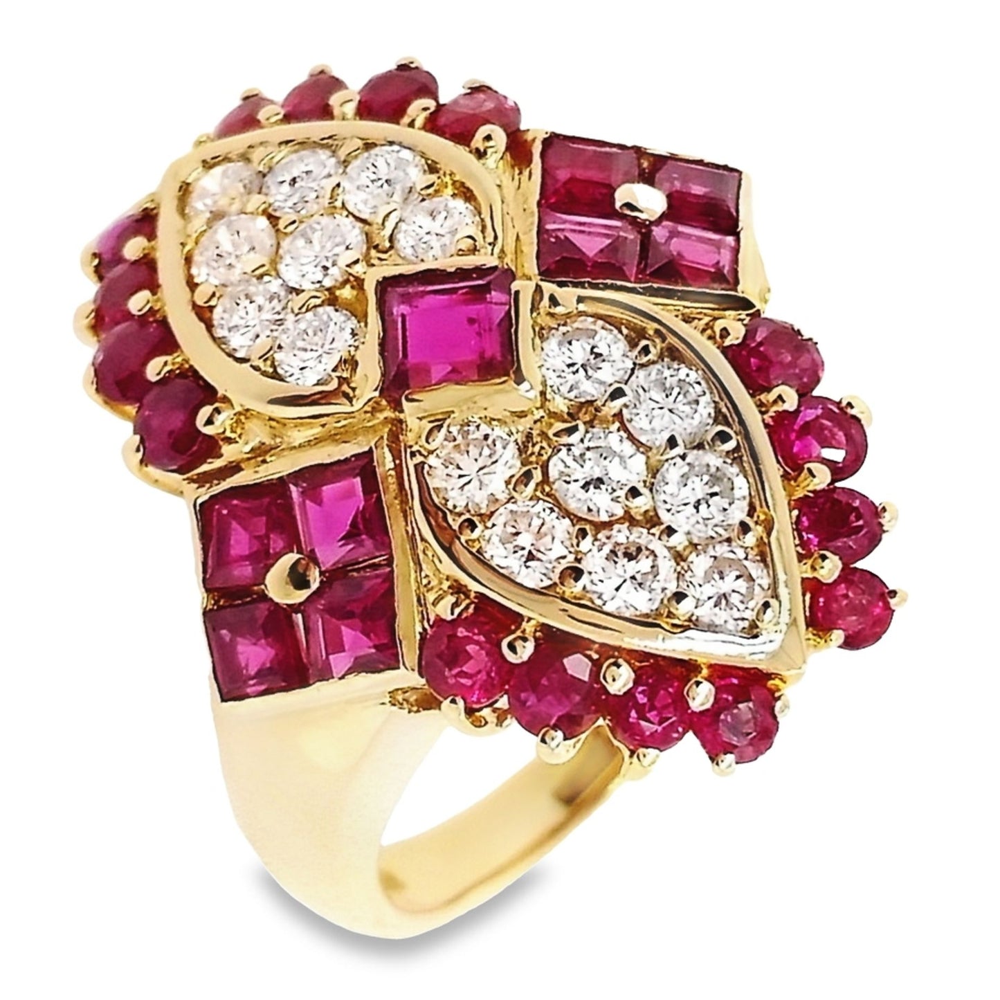 1.98ct NATURAL RUBIES and 0.65ct NATURAL DIAMONDS set with 18K Yellow Gold Ring