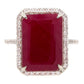 9.74ct Not-treated Ruby and 0.44ct Natural Diamonds set in 14k White Gold Ring - SALE