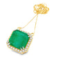 26.53ct NATURAL COLOMBIA EMERALD accented by 1.40ct NATURAL DIAMONDS set in 18K Yellow Gold Necklace with Pendant