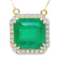 26.53ct NATURAL COLOMBIA EMERALD accented by 1.40ct NATURAL DIAMONDS set in 18K Yellow Gold Necklace with Pendant