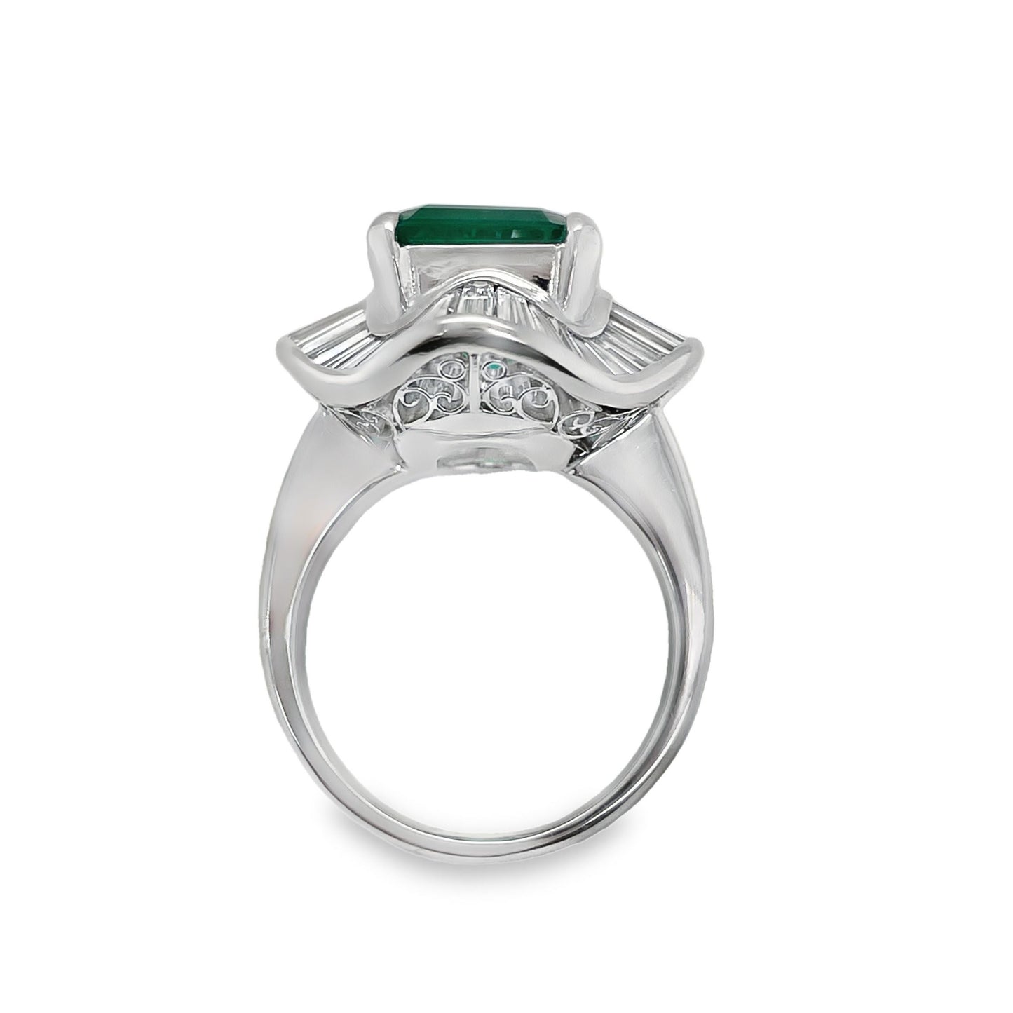 6.19ct Natural Colombia Emerald and 2.47ct Natural Diamonds set with Platinum Ring - SALE